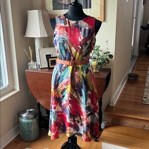 Danny & Nicole multi-color brush stroke Dress, 8
